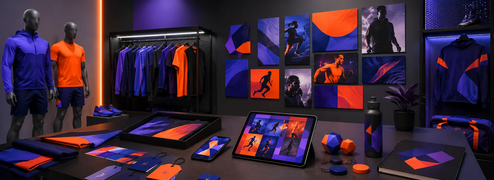 Custom fitnesswear brand identity development.